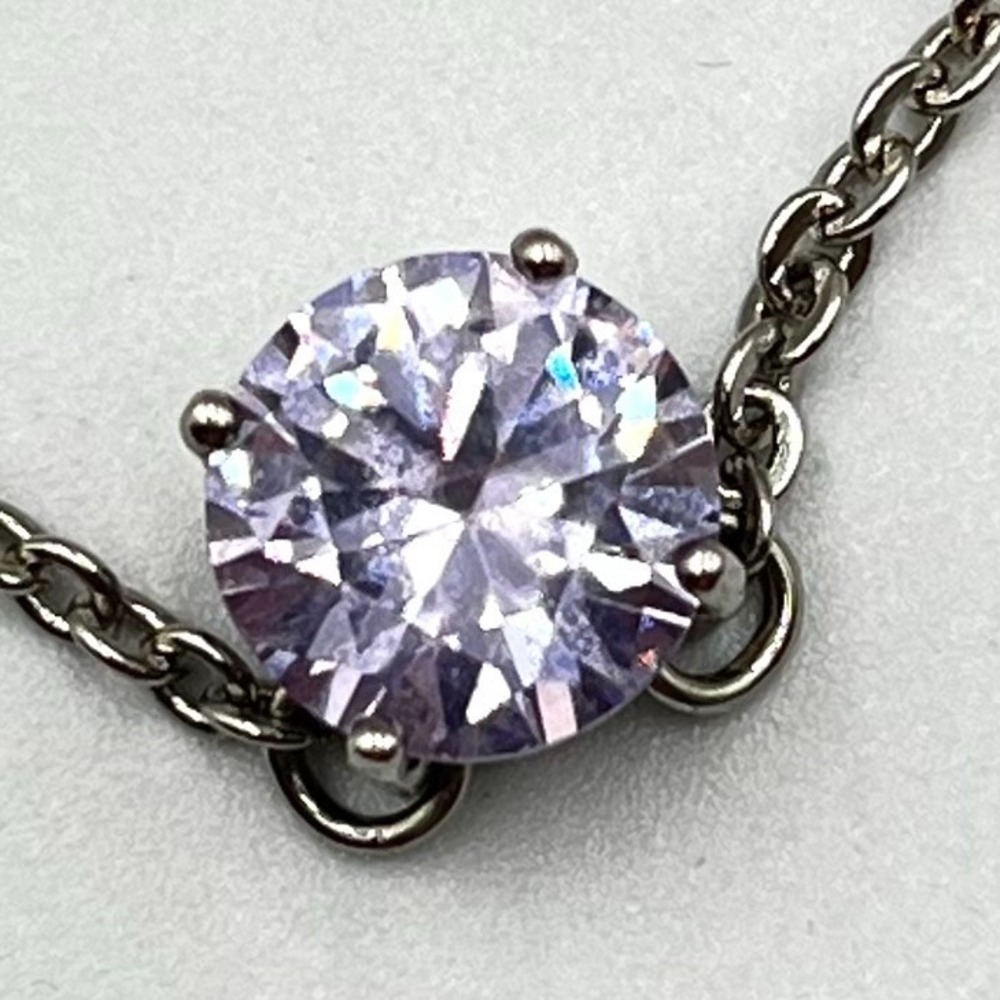 Vintage Charming Charlie Silver Tone Lavender CZ Station Necklace Retro Y2K Glam - Picture 5 of 11